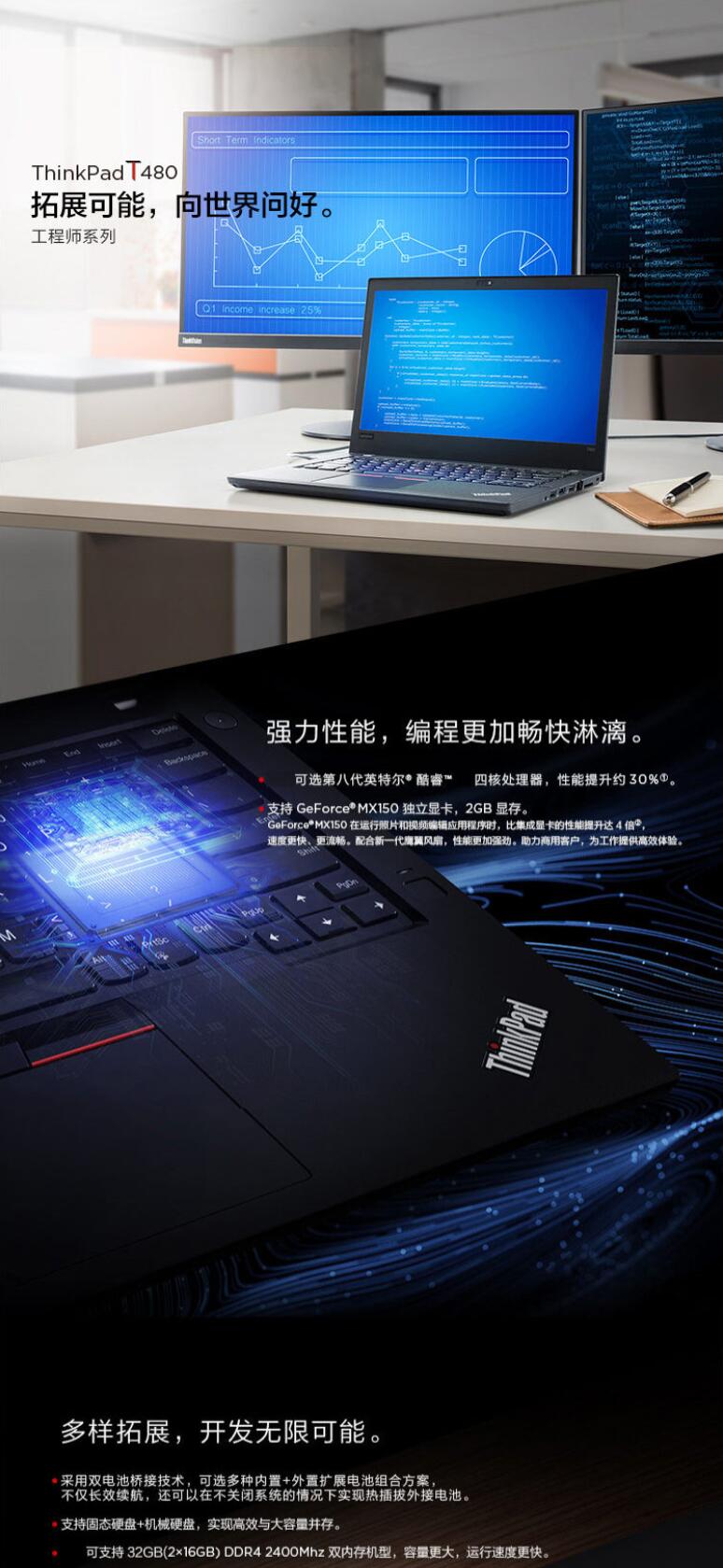 联想/Lenovo T480 14英寸笔记本电脑(i7-8550U/8G/128G+1T/2G独显) (图6) 联想/Lenovo T480 14英寸笔记本电脑(i7-8550U/8G/128G+1T/2G独显) (图6)